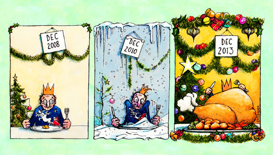 Christmas austerity recovery illustration
