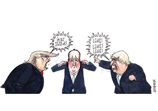 Donald Trump Boris Johnson David Cameron cartoon