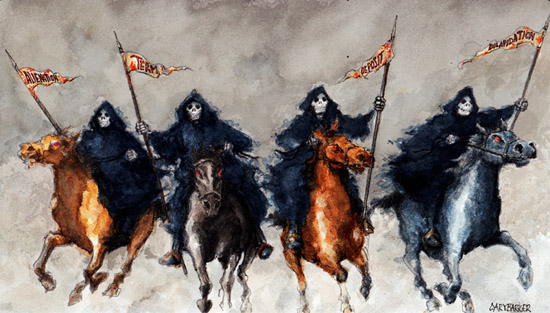 Four horsemen of the Apocalypse illustration