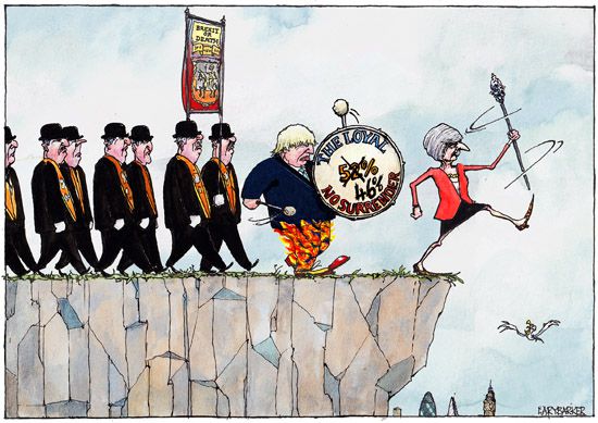 Leaver Lemmings Brexit cartoon dessin
