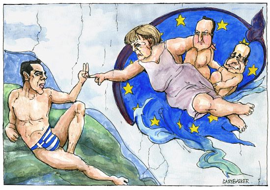 Tsipras Merkel EU cartoon