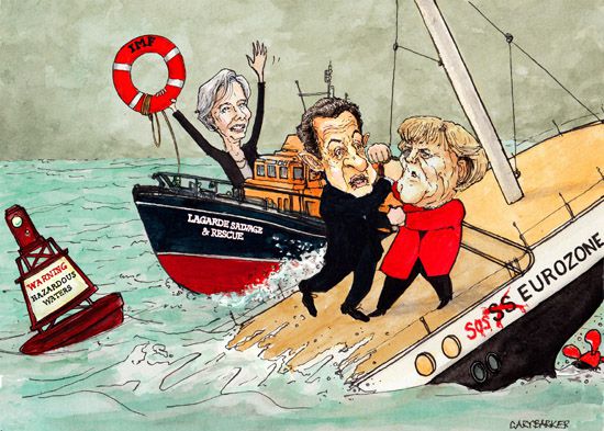 Sarkozy Merkel Lagarde cartoon