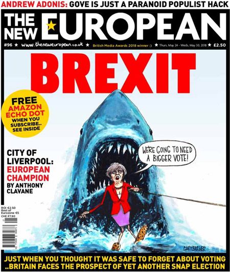 Theresa May, brexit, cartoon, jaws