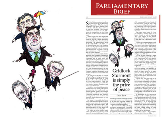 Stormont crisis editorial caricature