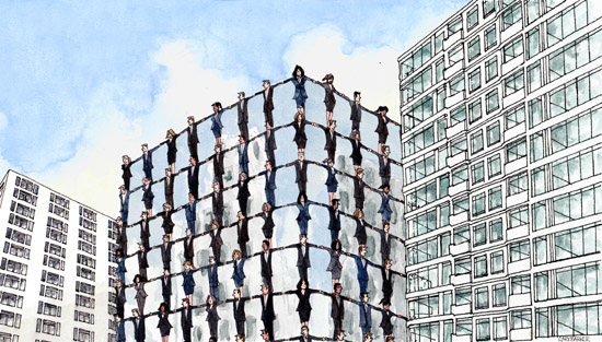 People building property illustration