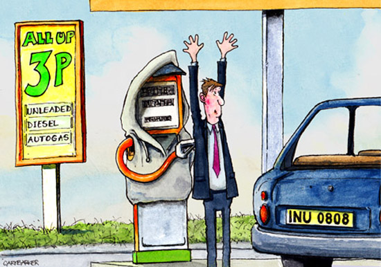 Petrol Pump Bandit editorial - UK Political Cartoonist Cartoons Petrol Pump Bandit editorial - UK Political Cartoonist Cartoons