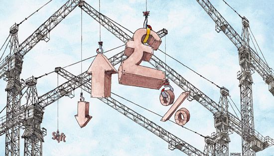 Currenct finance cranes illustration