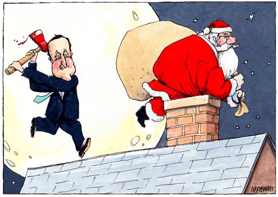 Axing Christmas Santa David Cameron cartoon