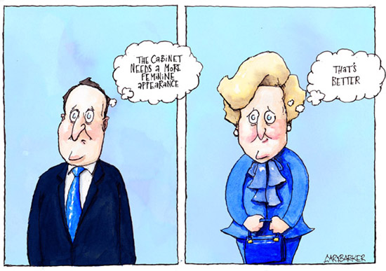 Cross-dressing David Cameron cartoon