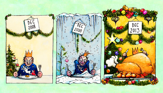 Christmas austerity recovery illustration