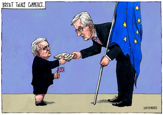 Michel Barnier David Davis cartoon