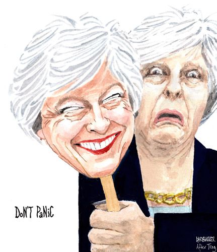 Panicking Theresa May cartoon