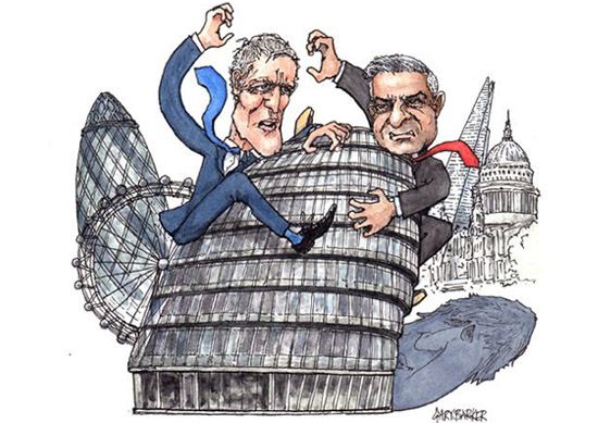 Mayor vote Zac Goldsmith Sadiq Khan cartoon