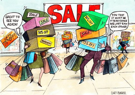 Sales New Year cartoon