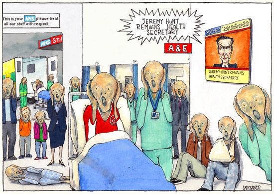 Scream, Jeremy Hunt, NHS, cartoon