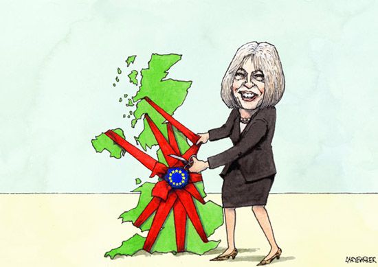 Theresa May cartoon red tape