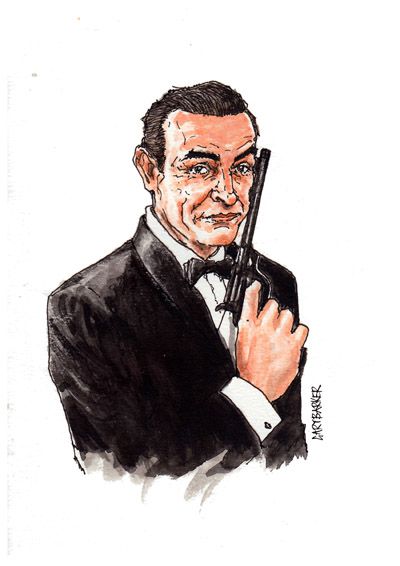 Sean Connery caricature - Political Cartoonist Gary Barker Cartoons