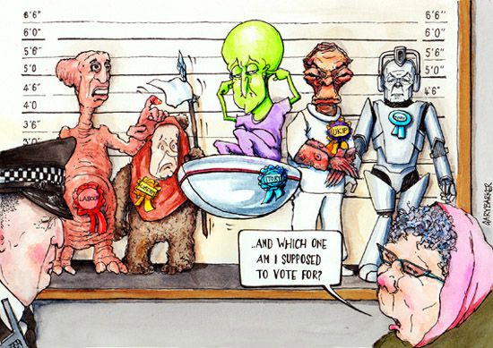 Aliens David Cameron cartoon