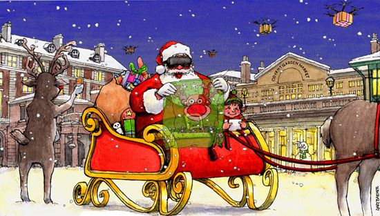 VR Christmas Santa cartoon illustration